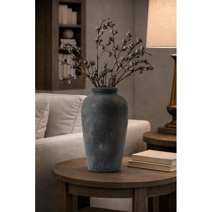 Велика керамічна ваза ручної роботи, 27.9 см, мінімалістична, декоративна ваза в стилі фермерського дому для декорування дому, вітальні, полиці, входу, весілля, столу (бронза)