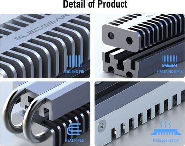Радіатор охолодження SSD M.2 2280 ElecGear EL-80P з Heatpipe та двошаровим алюмінієвим радіатором для NVMe/SATA SSD
