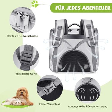 Рюкзак для котів та маленьких собак ALLSOPETS, дихаючий, з фронтальною відкриванням та страхувальним ремінцем, для подорожей, прогулянок (Блутно-рожевий, Сірий у хмаринках)