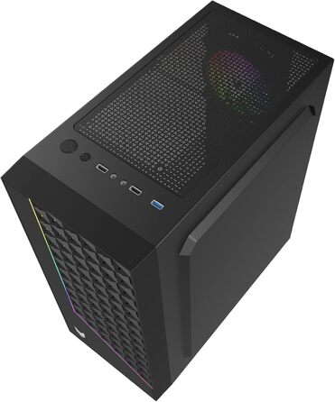 Oversteel Iridium: Ігровий корпус ПК з Mesh-панеллю, A-RGB вентилятором, USB 3.0, підтримка ATX/Micro ATX/ITX, чорний