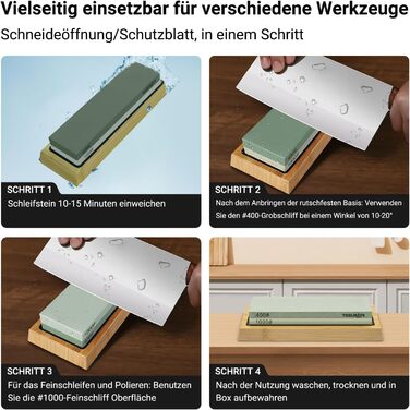 Набір для заточування ножів Schleifstein: 400/1000, з підставкою та кутовою насадкою