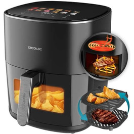 Аерофритюрниця Cecotec Cecofry&Grill Duoheat 6500, 6,5 л, 2200 Вт, подвійний нагрів, гриль-пластина, цифрова, 12 програм, вікно, регулювання температури 40-200°C, дієтична, без олії