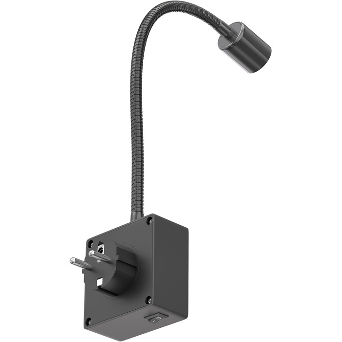 Світлодіодна настільна лампа-бра LESCH з гнучким кронштейном (чорна, 2 шт.) - для читання, під розетку, GU10, 10W