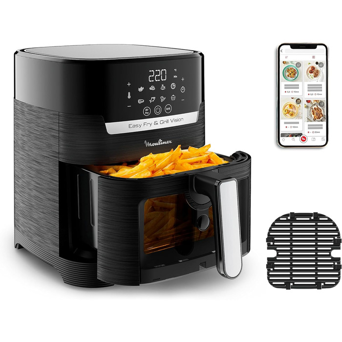 Фритюрниця та гриль Moulinex Easy Fry & Grill Vision 4.2L з вікном, чорний, EZ5068