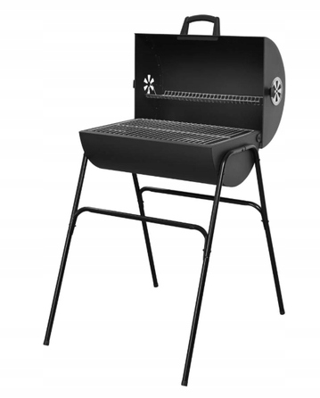Великий садовий вугільний гриль-бочка Grill Meister з кришкою та робочим столом