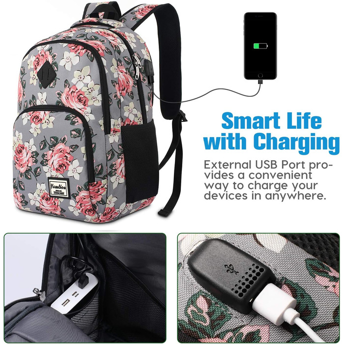 Шкільний рюкзак YAMTION для дівчаток з відділенням для ноутбука 15.6