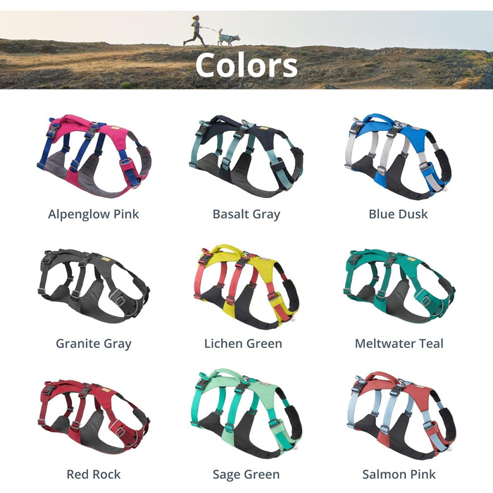 Шлейка для собак Ruffwear Flagline з ручкою, легка, регульована, 3 точки кріплення для повідка, посилена стрічка та міцний металевий V-кільце (Small, Alpenglow Pink)