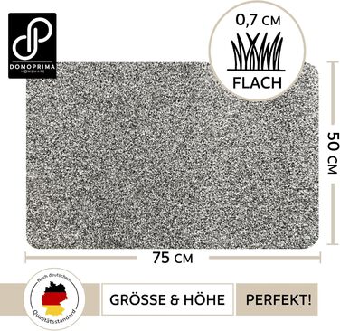 Килимок для дому DOMOPRIMA з мікрофібри, миючий, неслизький, надзвичайно поглинаючий, плоский, антибактеріальний, для внутрішнього та зовнішнього використання (60x40 см), сірий, 50 x 75 см (прямокутний)