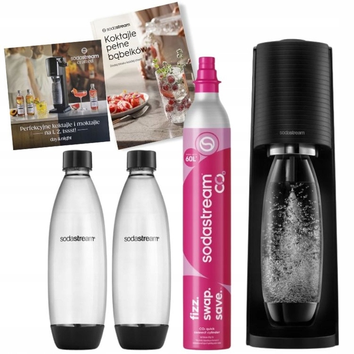 Сифонізатор SodaStream Terra, чорний, 2 пляшки + книга рецептів