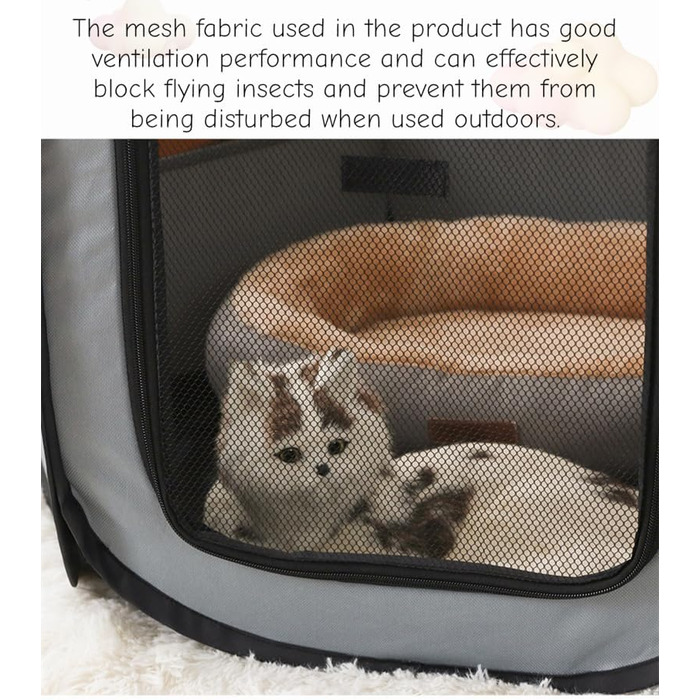 Переносний загін для собак, складаний вольєр для тварин, клітка для котів, вольєр для вагітних котів, зона для собак, розмножувальна клітка для собак, переносна клітка з сумкою (L, сірий)