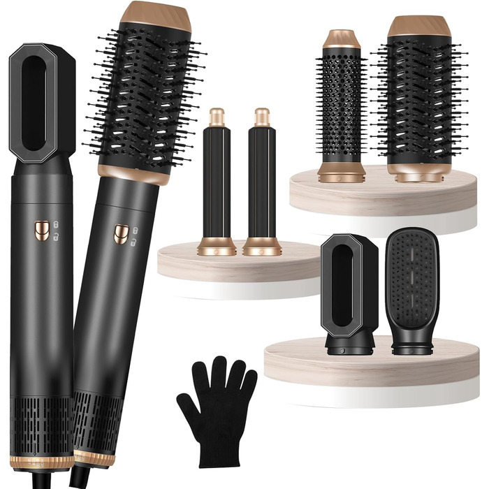 Фен-щітка 6-в-1 Haarstyler Pro: сушка, укладка, завивка, об'єм. 1000W, іонізація, для створення об'єму та гладкості волосся. Комплект фена-щіток для дому та салону краси (сірий)