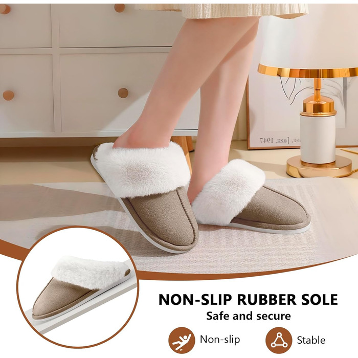 Тапочки домішки жіночі чоловічі зимові теплі зручні з плюшем, м'які, пухнасті, неслизькі, для дому та вулиці (38/39 EU, Хакі)