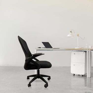 Ергономічне крісло для офісу, крісло для робочого столу з регульованими підлокітниками, 3D-підголівник та 3D-підтримка попереку, офісне крісло з функцією гойдання та нахилу (біле та чорне) (Чорний - оновлення)