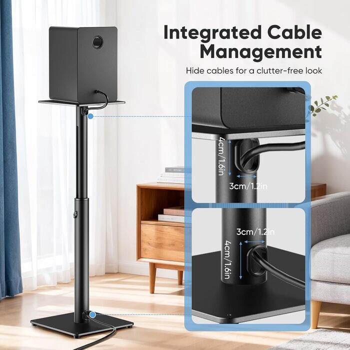 Регульовані підставки для акустики: висота 72-120 см, універсальні, з кабельною організацією, вантажопідйомність 15 кг (пара)