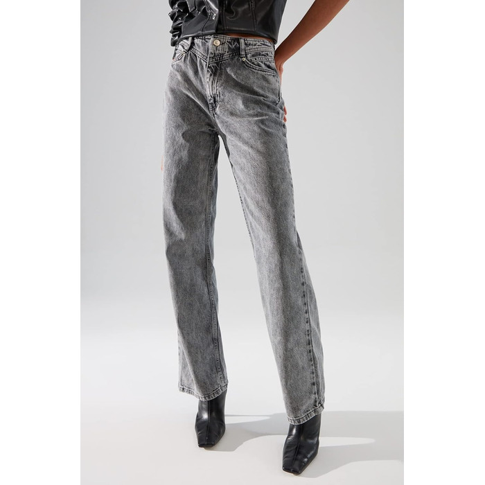 Джинси жіночі Trendyol високої посадки, широкі штанини, 90-ті, колір антрацит, розмір 34