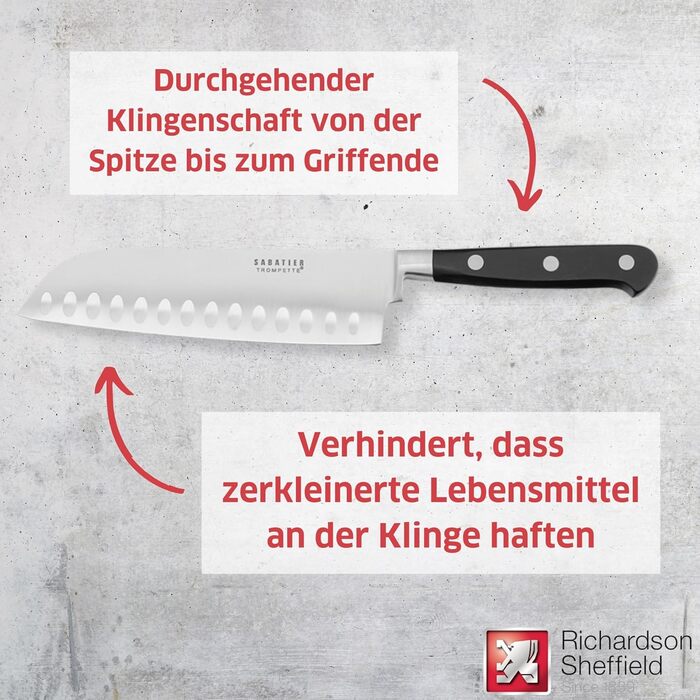 Набір ножів Richardson Sheffield Sabatier Trompette з підставкою, коричневий/сріблястий (Santoku 17,5 см)
