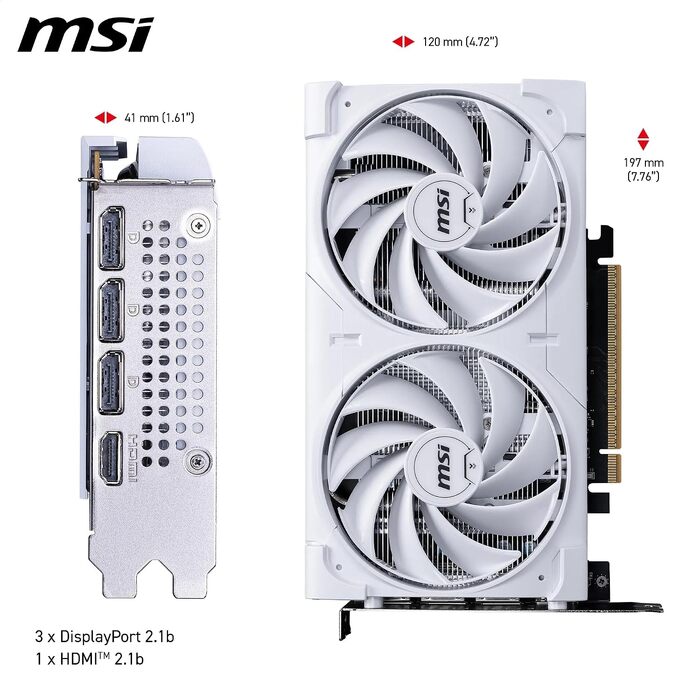 Відеокарта MSI GeForce RTX 5060 VENTUS 2X OC WHITE 8GB GDDR7, PCIe 5.0