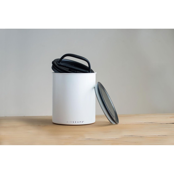 Airscape Coffee Storage Canister (1.1 kg dry beans) – large kilogram-sized container, patented airtight lid presses air out to preserve food freshness (white)