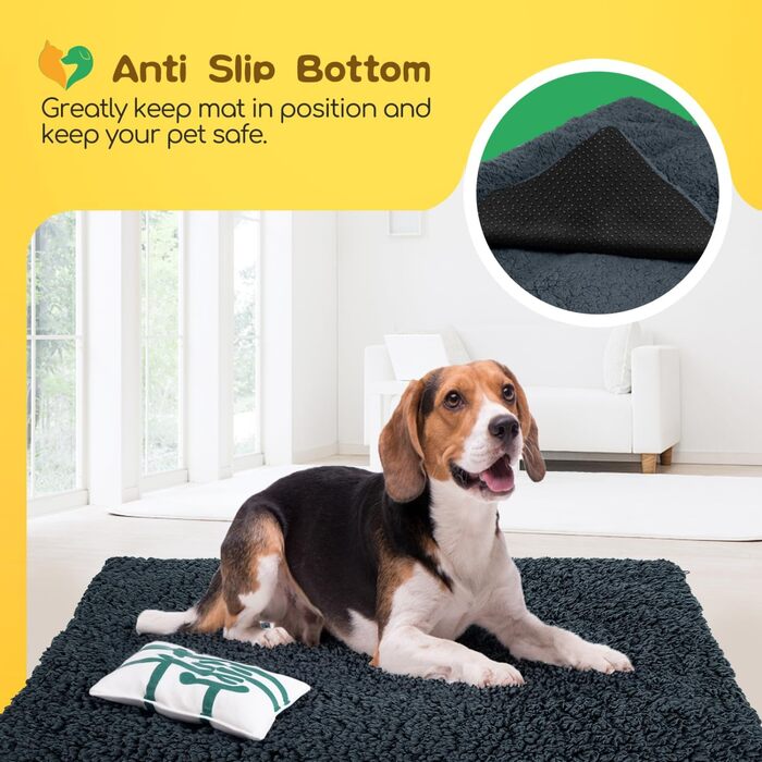 Self-Heating Blanket for Dogs & Cats, Pet Heating Mat Winter, Washable Heating Blanket for Dogs, Self-Warming Dog Mat Fluffy Warm, Thermal Blanket for Dogs Non-Slip, Gray, 115x70cm