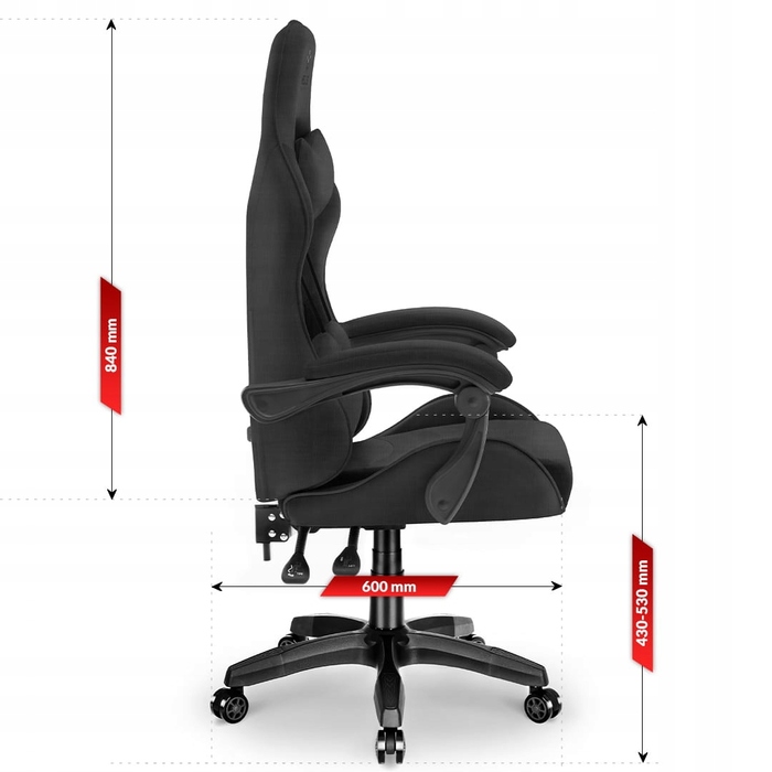 Ігрове офісне крісло HELL'S CHAIR Rainbow Black, обертове, тканина