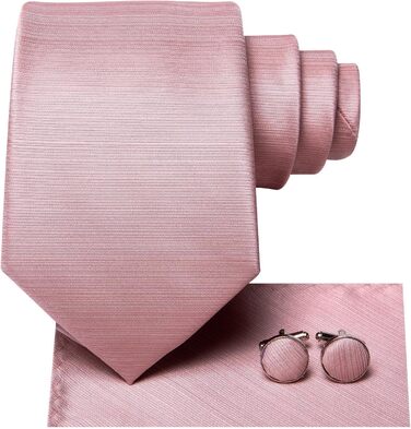 Комплект краватки Hi-Tie з шовку з нагрудною хусткою та запонками, рожевий, для весілля та ділових заходів