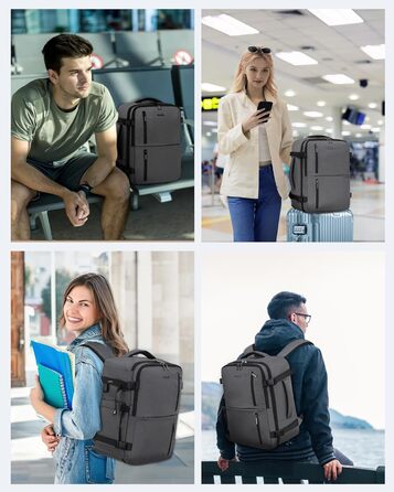 LOVEVOOK Рюкзак для подорожей, ручна поклажа, 40x30x20 см, 24л, для ноутбука 14 дюймів, сірий