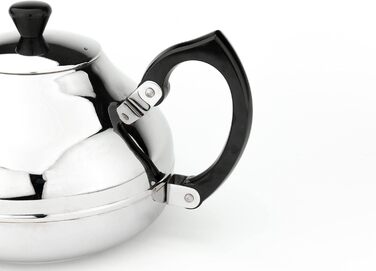Bredemeijer small single-walled stainless steel teapot, 1.25 liters with black handle