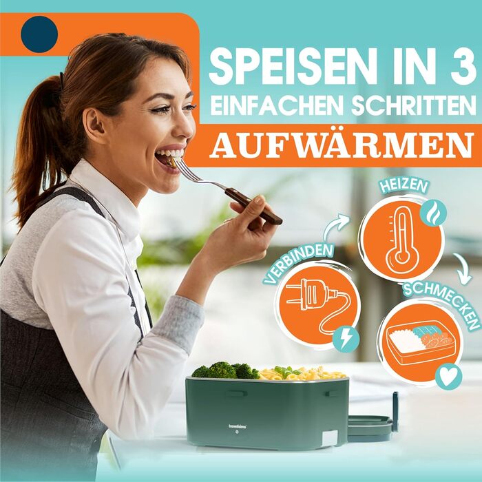 Electric Lunch Box 80W Thermo Lunch Box for Keeping Food Hot, 1.8L Heat Box 3-in-1 Food Warmer, Food Warming Box for 12V/24V/220V, for Work, Car, Truck Electric Lunchbox, Heat Box