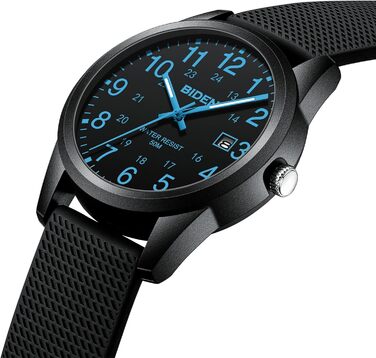 Чоловічий годинник: аналоговий кварцовий годинник з водозахистом 30M, стильний дизайн для чоловіків (R015 - Чорний / Синій)