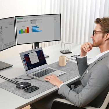 Підкладка на стіл з фетру 80x40 см сірого кольору - антиковзаюча, для офісу та дому