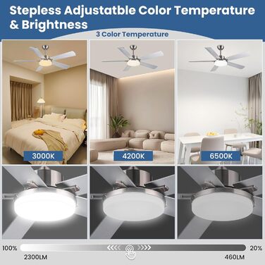 Стеляний вентилятор Newday 153 см з підсвіткою та пультом керування. Тихий вентилятор-лампа з 5 лопатями, DC мотор, реверс, пам'ять, плавне регулювання яскравості