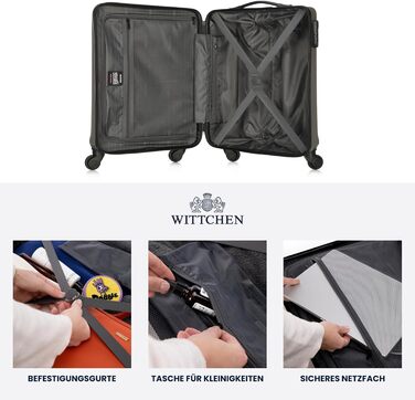 Валіза на колесах WITTCHEN Globe Line S, ручна/кабінна, ABS, 4 колеса, кодовий замок, телескопічна ручка, колір шампань (Lufthansa/Eurowings/Ryanair/Condor/Discover Airlines)