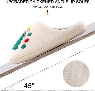 Тапочки додому TOPALL для жінок, теплі, м'які, зимові, пухнасті, антиковзні (3 Xmastree, 36/37 EU)