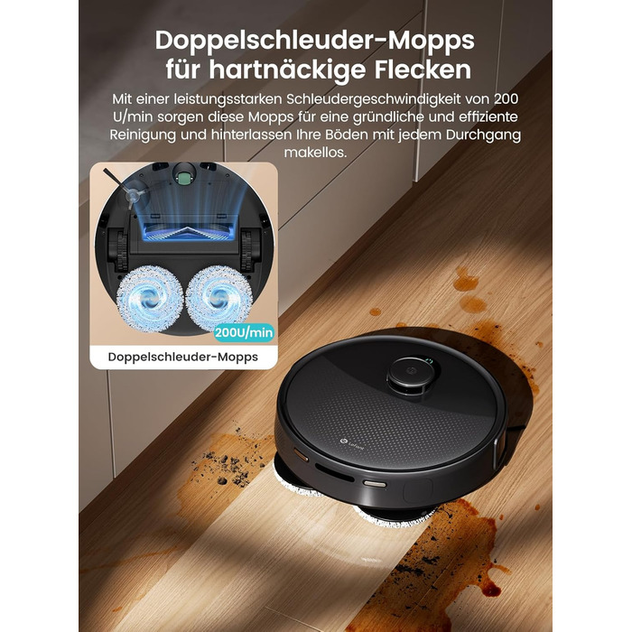 Робот-пилосос LEFANT M210P: потужність 2200Pa, Wi-Fi, Bluetooth, керування через додаток, 6 режимів, автоматична зарядка, для твердих підлог та шерсті тварин