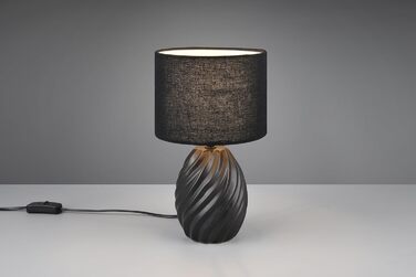 Reality Leuchten Melva - Настільна лампа з керамічним цоколем та абажуром з тканини, E14, білий матовий, чорний матовий