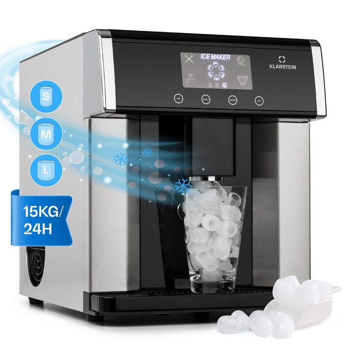 Машина для приготування льоду Klarstein Eiswürfelmaschine Klein, 3L, срібляста, 10-15 кг/24г
