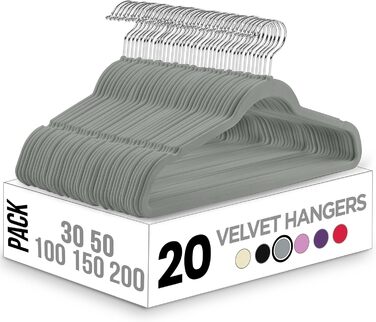 Utopia Home Premium Velvet Clothes Hangers 20-Pack - Non-Slip & Durable Clothes Hangers - Grey Clothes Hangers with 360 Degree Swivel Hook - Heavy-Duty Clothes Hangers