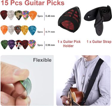 Набір аксесуарів для гітари TTCR-II, 78 шт: стійка, тюнер, каподастр, медіатори, струни, фінгерпіки, захист пальців, ремінь