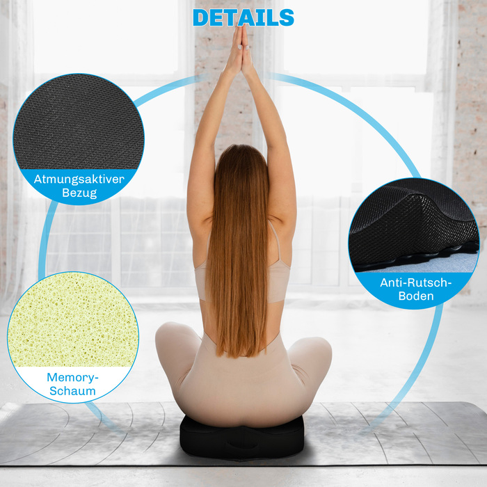 HOMCOM Orthopedic Seat Cushion Ergonomic Seat Cushion for Office Chair, Car & Co., Coccyx Cushion Made of Memory Foam for Tailbone, Sciatica, Hemorrhoids Back Pain Relief, Black | Aosom