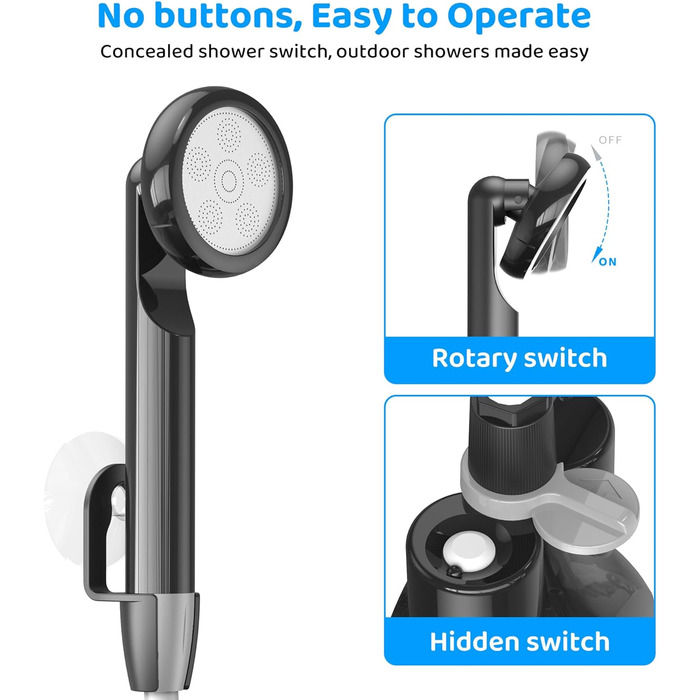 Портативна кемпінгова душ Forever Speed з акумулятором, 2м шланг для кемпінгу, саду, автомийки, пляжу, подорожей