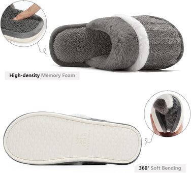 Тапочки домашні жіночі та чоловічі зимові з мехом та піною Memory Foam. Теплі, неслизькі та зручні тапочки для дому. Стильний подарунок (сірий, 40/41 EU)