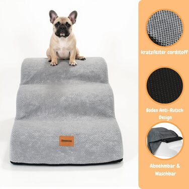 Східці для собак Pawesome: 3 сходинки, 40 см, для маленьких собак та котів, миються