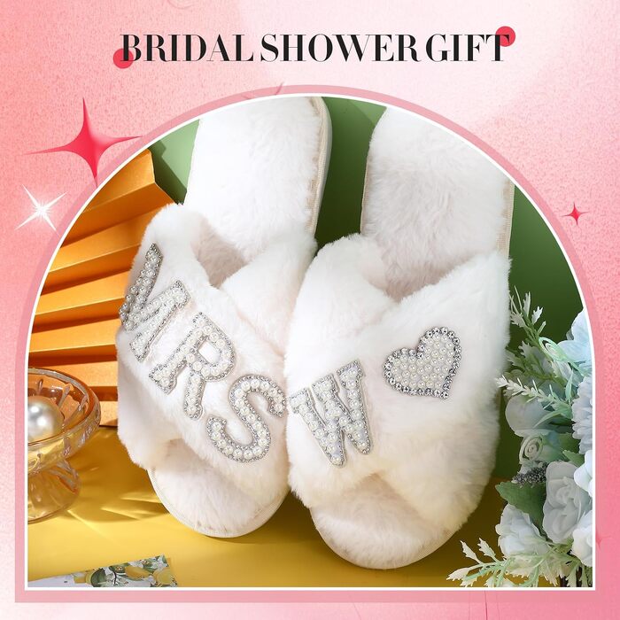 Жіночі весільні капці для нареченої Tarpop з перламутровим дизайном та персоналізацією (літера W, розмір 38/39 EU)