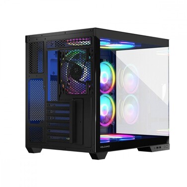 Корпус для комп'ютера MODECOM Volcano Panorama Midi Tower ATX, чорний, з панорамним вікном