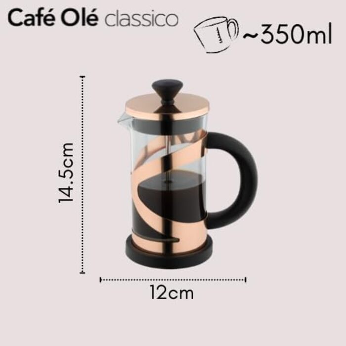 Кавоварка French Press Café Olé Classico, 6 чашок, нержавіюча сталь, 300 мл, мідний колір