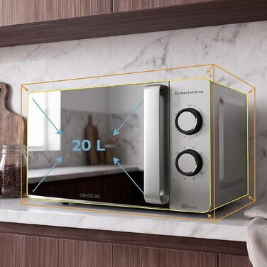 Мікрохвильова піч Cecotec Proclean 3060 Mirror Wave, 20л, з грилем та дзеркальною дверцяткою MirrorDoor