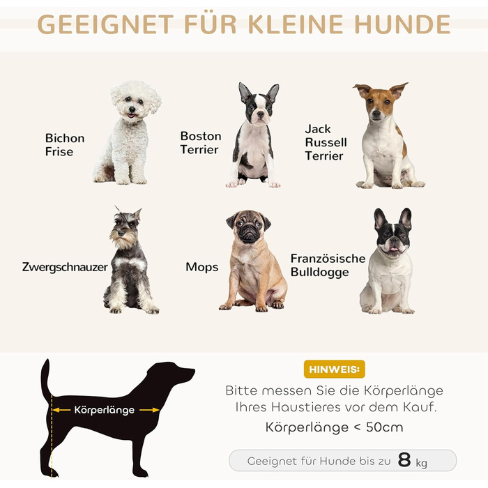 Диван для собак PawHut з дерев'яними ніжками, лежанка для домашніх тварин, м'яка подушка для собак, підходить для маленьких собак до 8 кг, сірий, 64 x 45 x 36 см