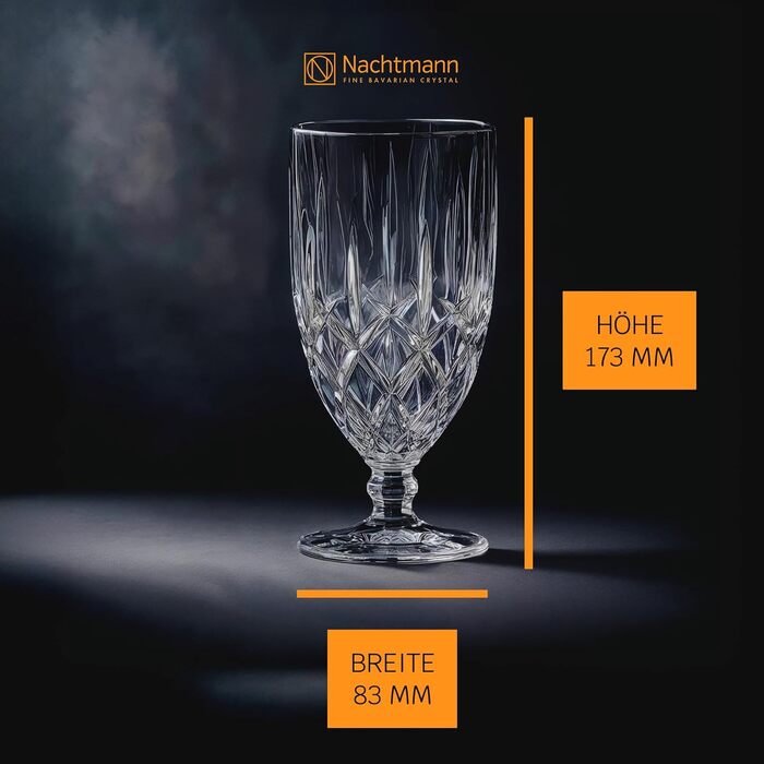 Набір келихів для пива Nachtmann Noblesse, 4 шт., 600 мл, кришталеве скло з різьбленням
