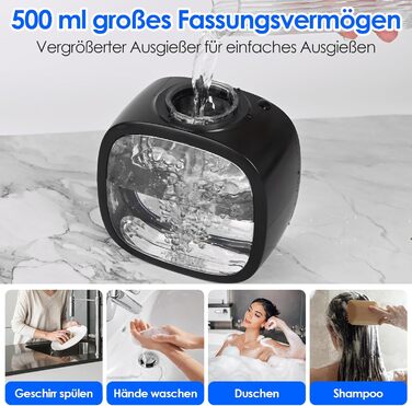 Автоматичний диспенсер для мила, 500 мл, настінний, електричний з датчиком, регульований, чорний для кухні та ванної кімнати