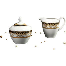 Creatable 15090, Majestic Series black, 2-piece set consisting of milk jug and sugar bowl (2 teaspoons), porcelain, multicolored, 25x12x12 cm